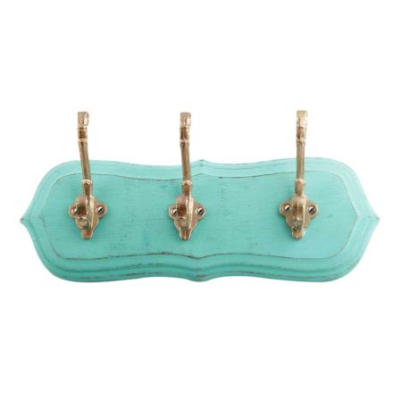 Sea Green Golden Small Wall Wooden Iron Hooks
